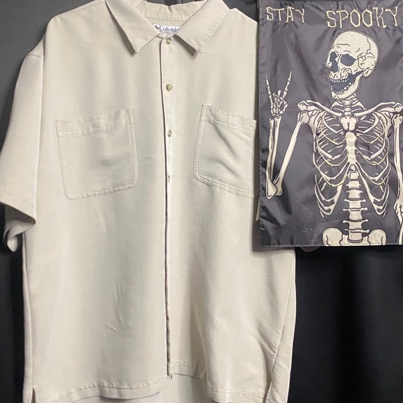 Columbia Sportswear Button Up Short Sleeve Casual Shirt Beige Size L - Picture 1 of 3